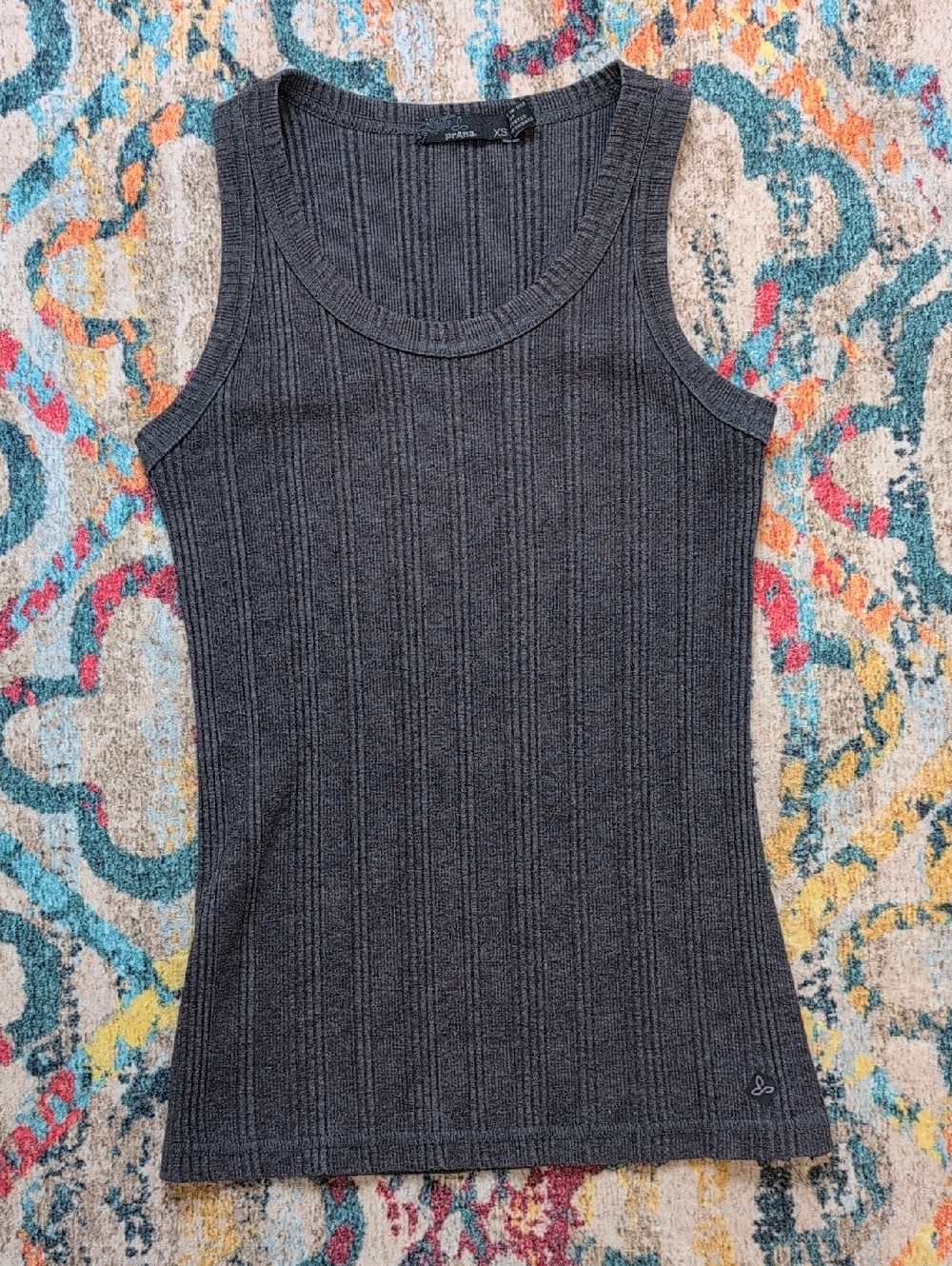 Prana sleeveless tank dark gray ribbed XS